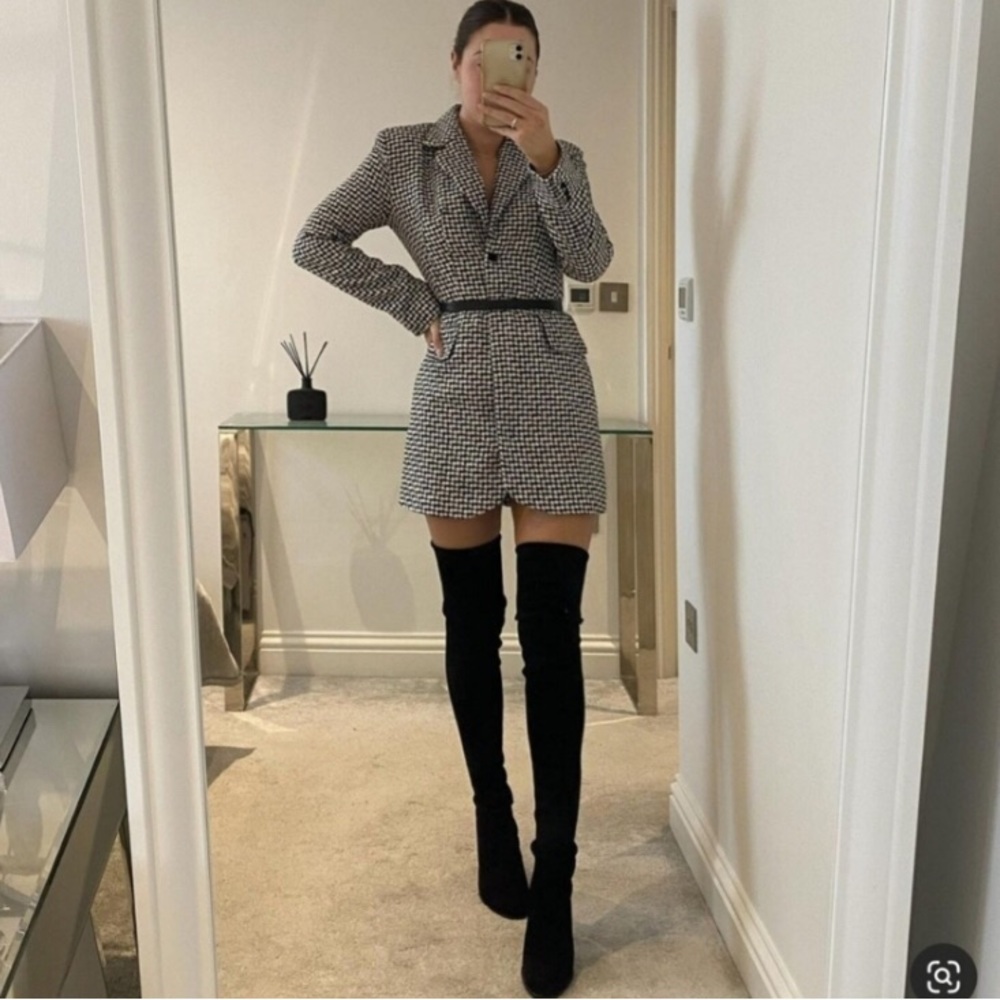 Zara Black and White Plaid Dress
